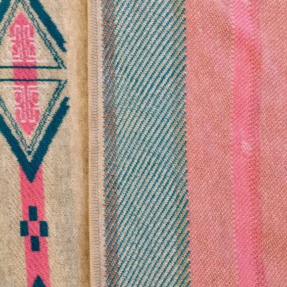 Cordillera Woven Patterned Cotton Ruana Open Poncho Cardigan - Picture 6 of 10